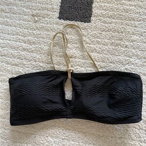 Aerie Black Bandeau Bikini Top with Gold Straps